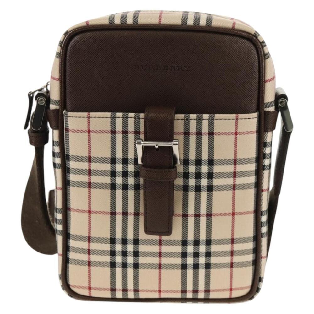 BURBERRY Nova Check Shoulder Bag Canvas Beige Silver Auth am9514V - Picture 13 of 16